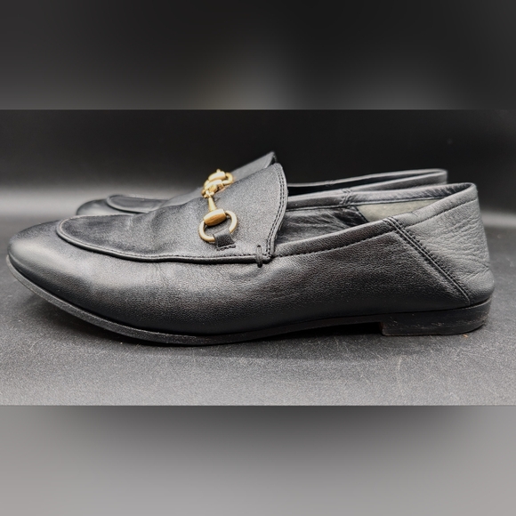 Gucci Brixton Black Leather Collapsible Heel Horse Bit Loafer, 37.5, AS IS - Picture 4 of 12